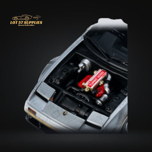 Diecast 1:64 Nissan Fairlady Z Z31 300SX model with T-shaped roof in black, detailed replica from Lot57Supplies Diecast Shop.