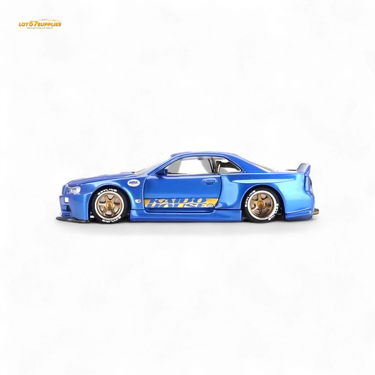 Mini GT x Kaido House Nissan Skyline GT-R R34 V2 Shinjuku Blue 1:64 - Evergreen Kings