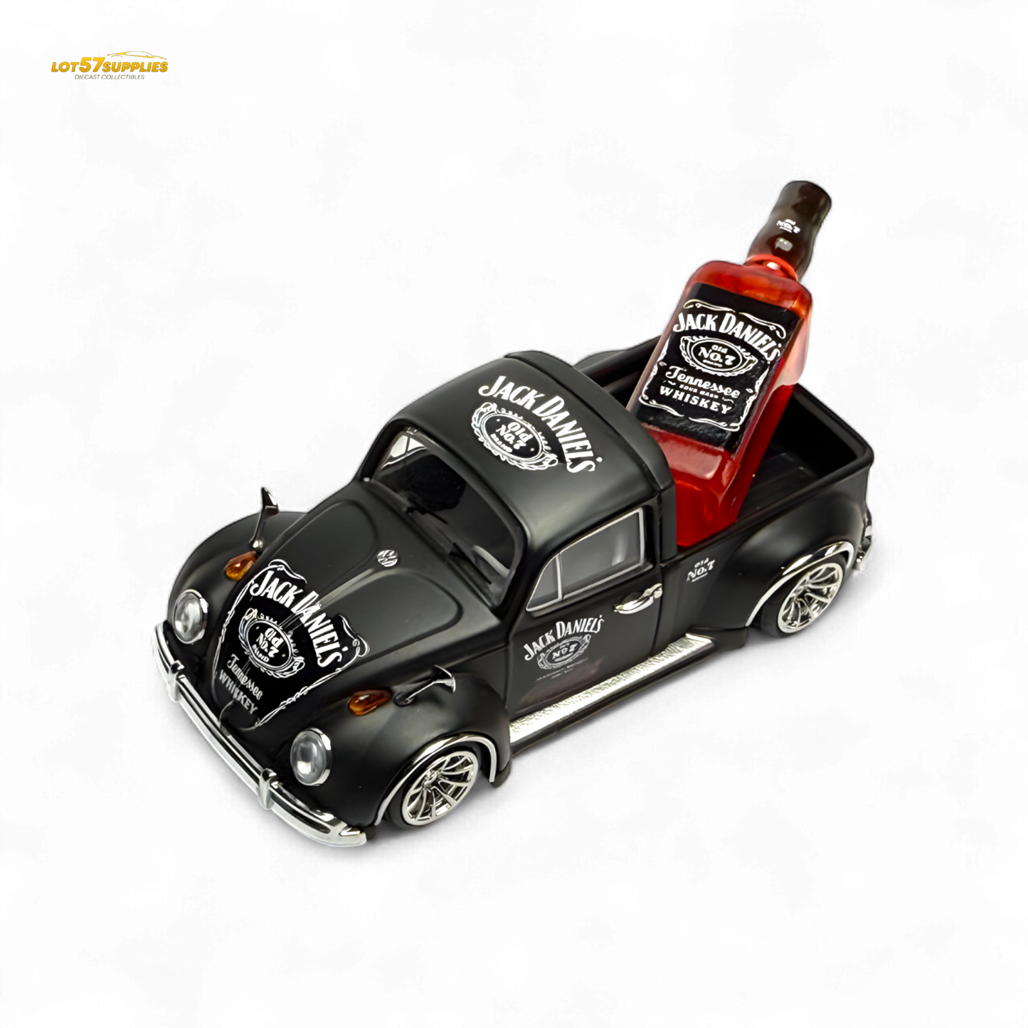 Volkswagen Liberty 64 Beetle Pickup diecast model in Jack Daniel's livery, detailed 1:64 scale by Lot57Supplies Diecast Shop