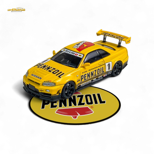 Fast Speed Skyline GT-R R34 Nismo Z-Tune Pennzoil #1 Yellow 1:64 - Evergreen Kings