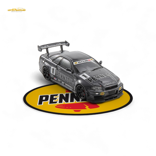 Fast Speed Skyline GT-R R34 Nismo Z-Tune Pennzoil Grey 1:64 - Evergreen Kings