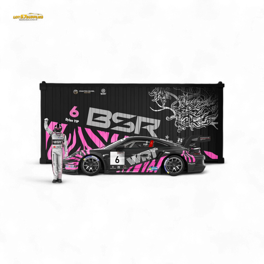 ModernArt & WRT Porsche 911 GT3 Carrera Cup container set in 1:64 scale, featuring detailed diecast Porsche model and accessories.