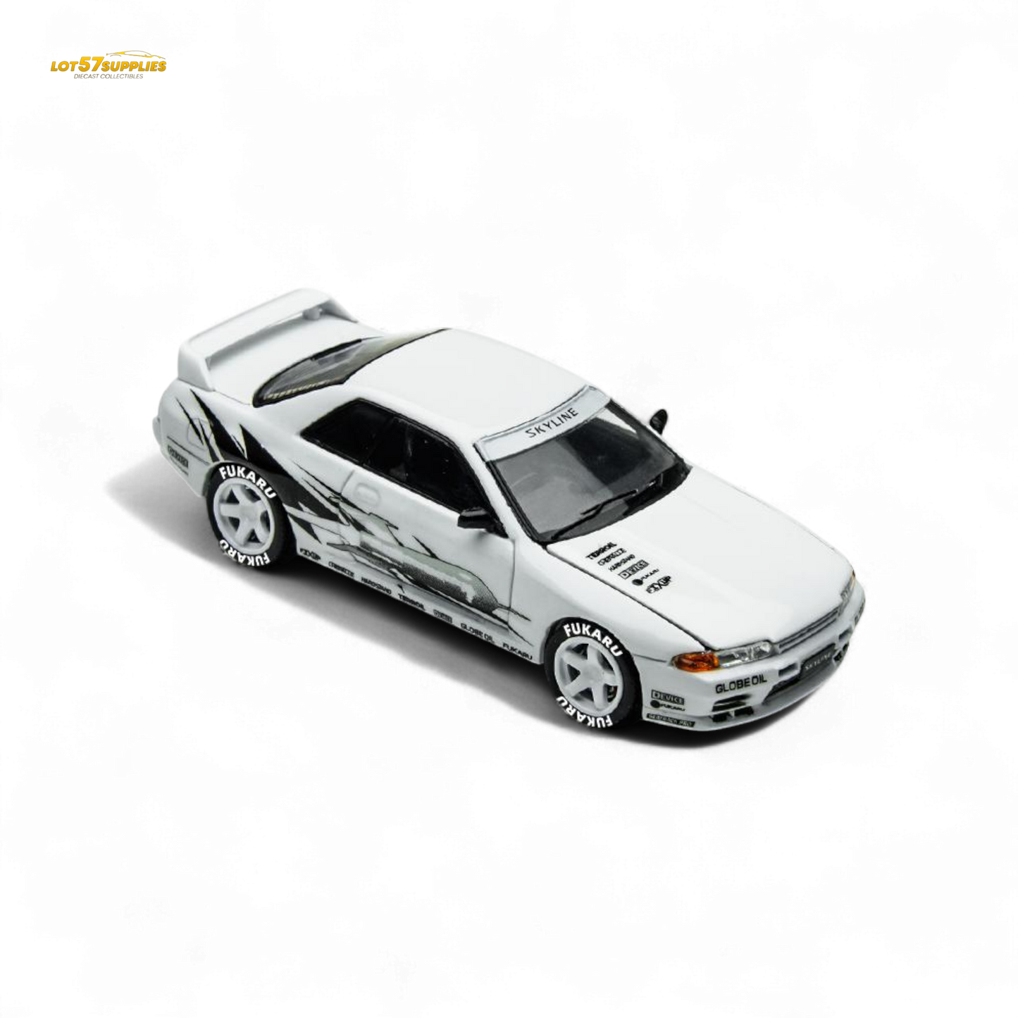 White 1:64 Nissan Skyline GT-R R32 diecast model from TimeMicro Skyline GT-R R32 Los Santos Drift collection.