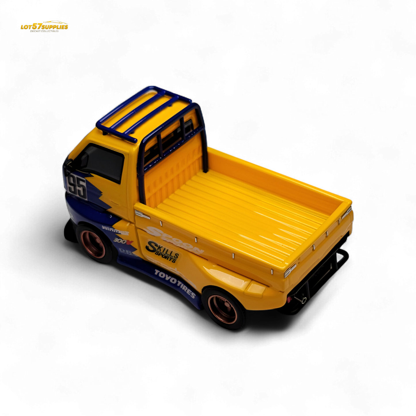 Suzuki Carry D12 Widebody diecast model in 1:64 scale, detailed yellow toy vehicle from Lot57Supplies Diecast Shop.