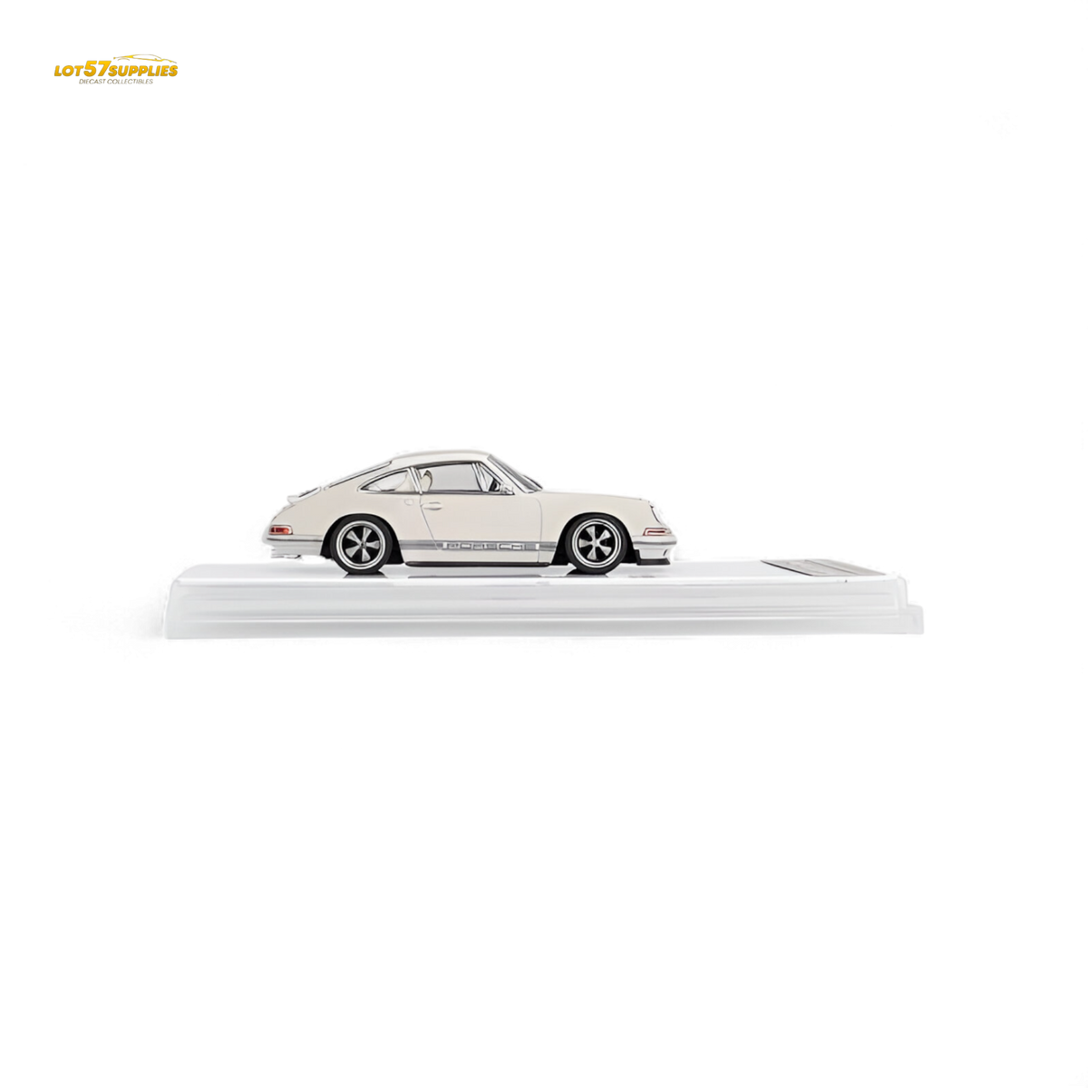 Zincit Model Singer Coupe in creamy apricot color, 1:64 scale diecast Porsche car with detailed features.