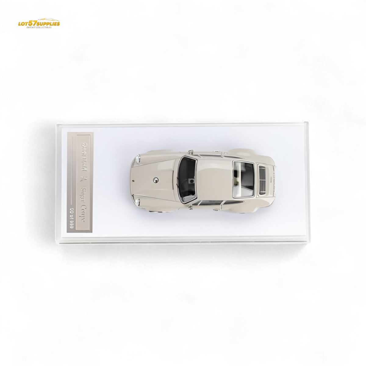 Creamy apricot Zincit Model Singer Coupe Porsche diecast car in 1:64 scale, detailed miniature from Lot57Supplies Diecast Shop