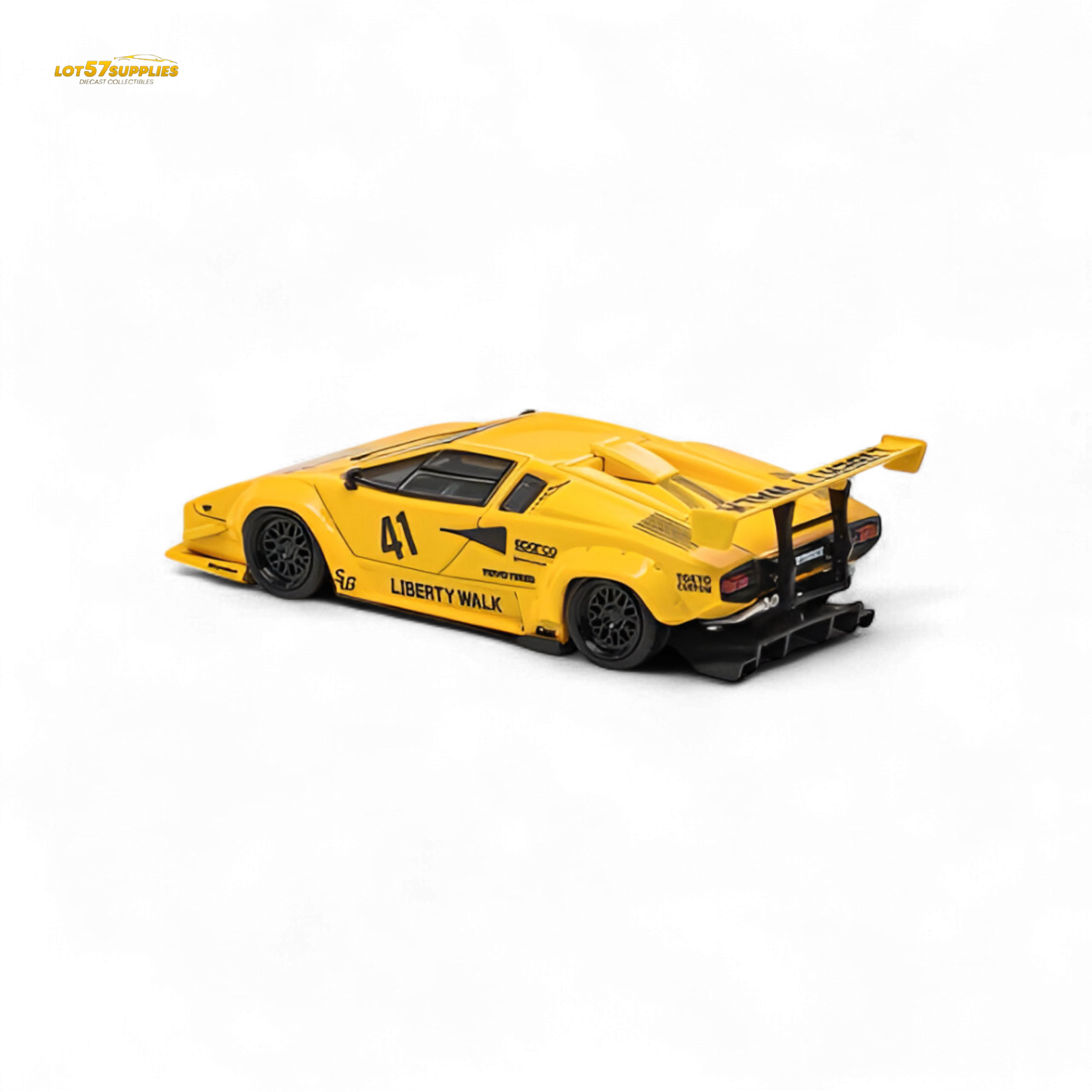 Yellow Lamborghini Countach diecast model in 1:64 scale, luxury version from Vision64 LB by Lot57Supplies Diecast Shop