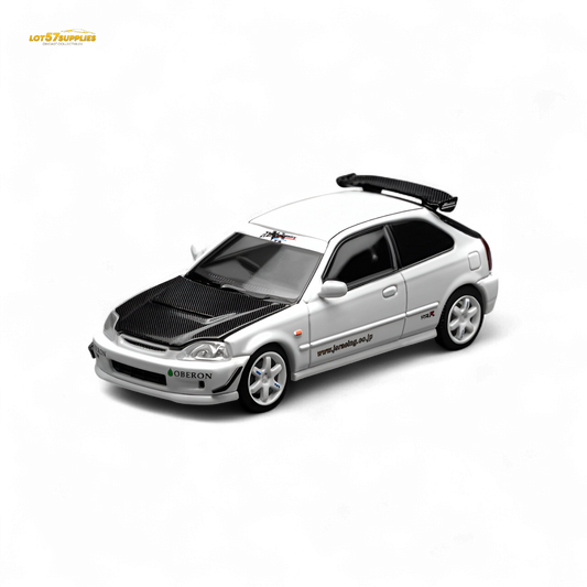 (Pre-Order) Motorhelix Honda Civic Type R EK9 J's Racing Livery White 1:64 - Evergreen Kings