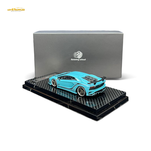 Rotating Wheel Lamborghini Aventador S Pearl Blue 1:64 - Evergreen Kings