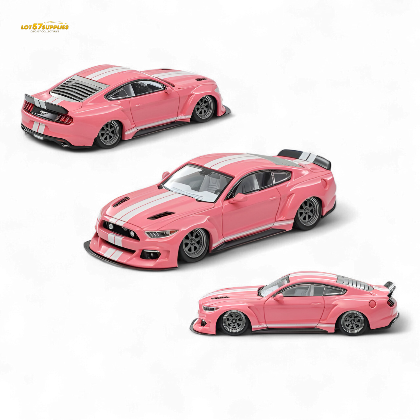 Pre-order Liberty 64 Mustang widebody kit diecast model by Lot57Supplies, featuring detailed Ford Mustang design in 1:64 scale.