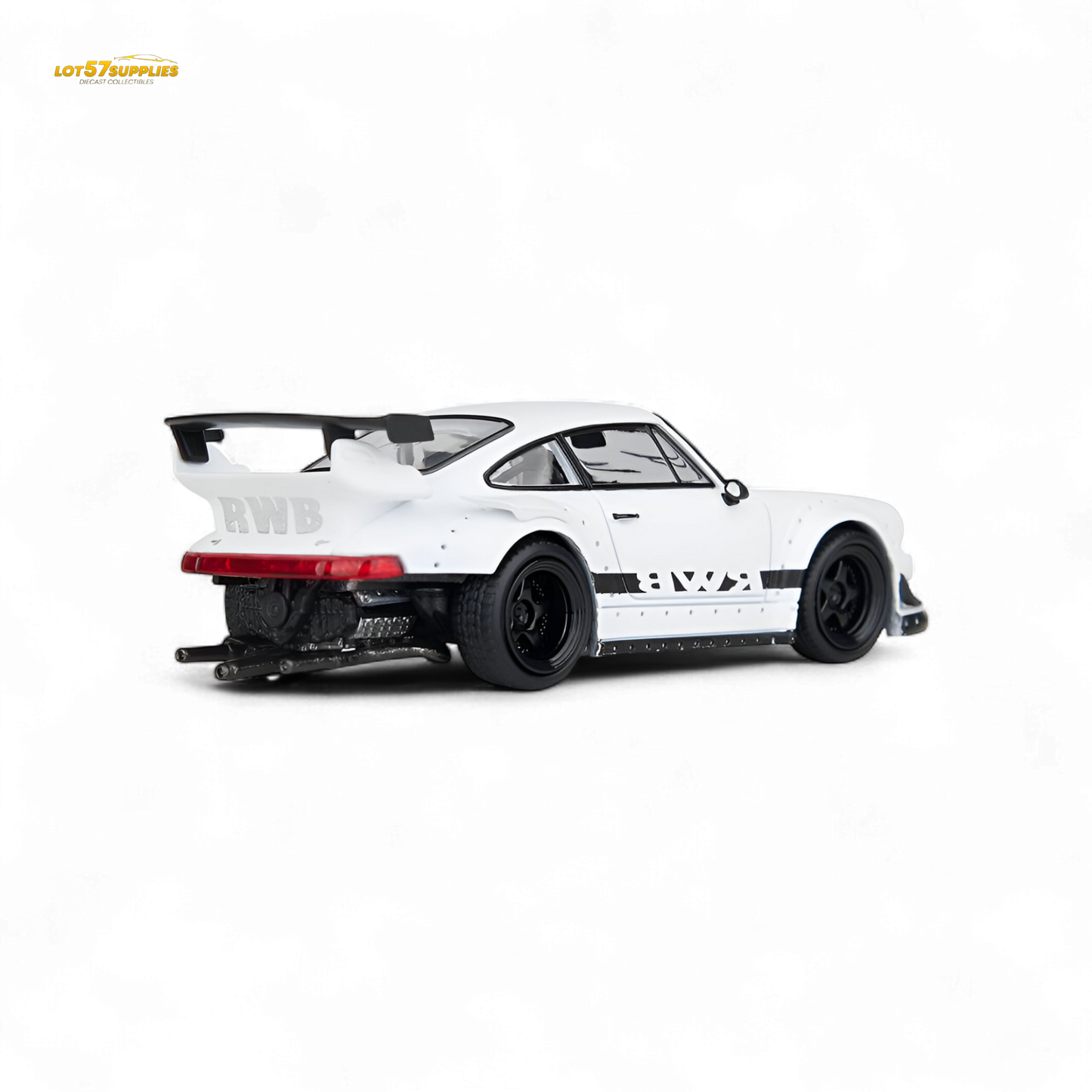 White Model Model RWB 993 Porsche diecast car in 1:64 scale, detailed miniature vehicle for collectors.