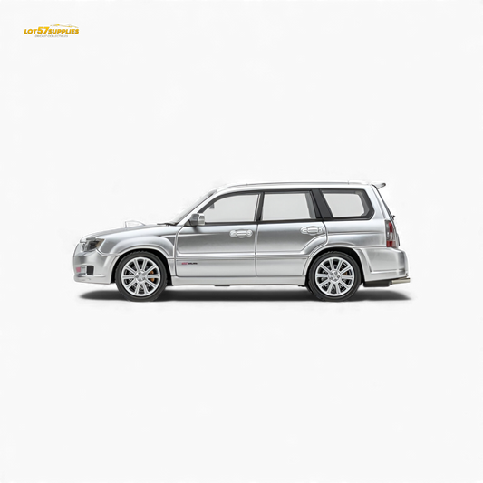 Silver Fiberrun Subaru Forester diecast model in 1:64 scale, detailed miniature from Lot57Supplies Diecast Shop.