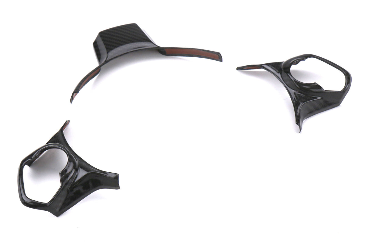 OLM LE dry carbon fiber steering wheel trim for Subaru BRZ and Toyota GR86