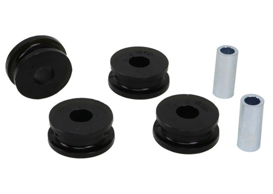 FR SPORT Whiteline front radius rod to chassis bushing kit for 88-91 Honda Civic, CRX, Prelude, shown installed on vehicle.