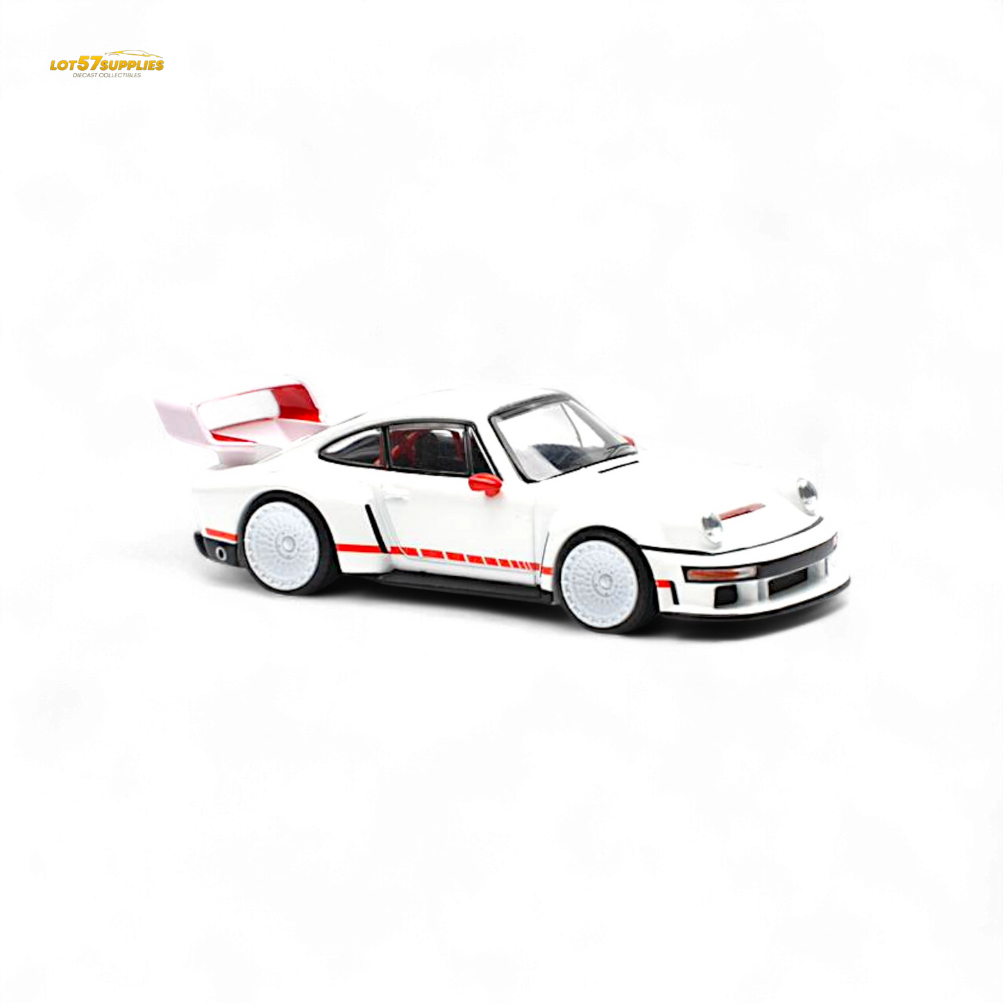 White Porsche Singer DLS Turbo diecast model car in 1:64 scale, detailed miniature by Lot57Supplies Diecast Shop.