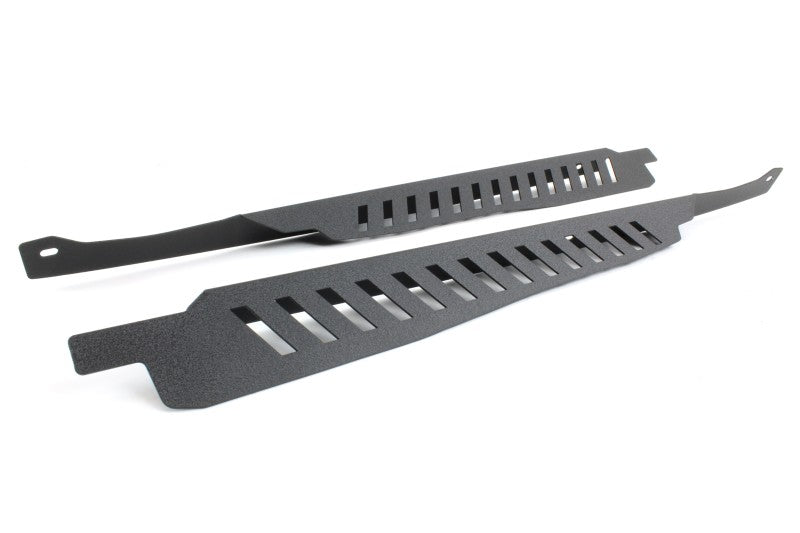 Black Perrin Fender Shrouds for 2008-2014 Subaru WRX and STI, JDMuscle product, shown on vehicle fenders.