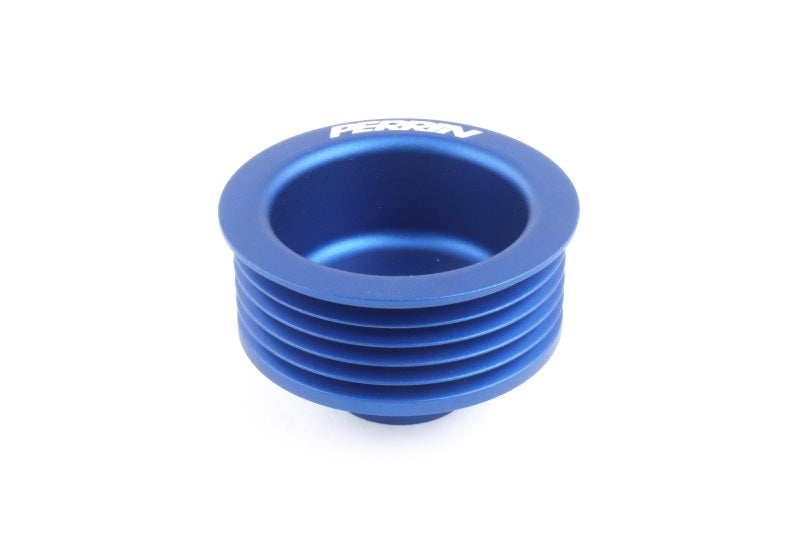 Blue Perrin FA/FB WRX alternator pulley by JDMuscle, showcasing a close-up of the shiny, vibrant blue pulley for Subaru WRX models.
