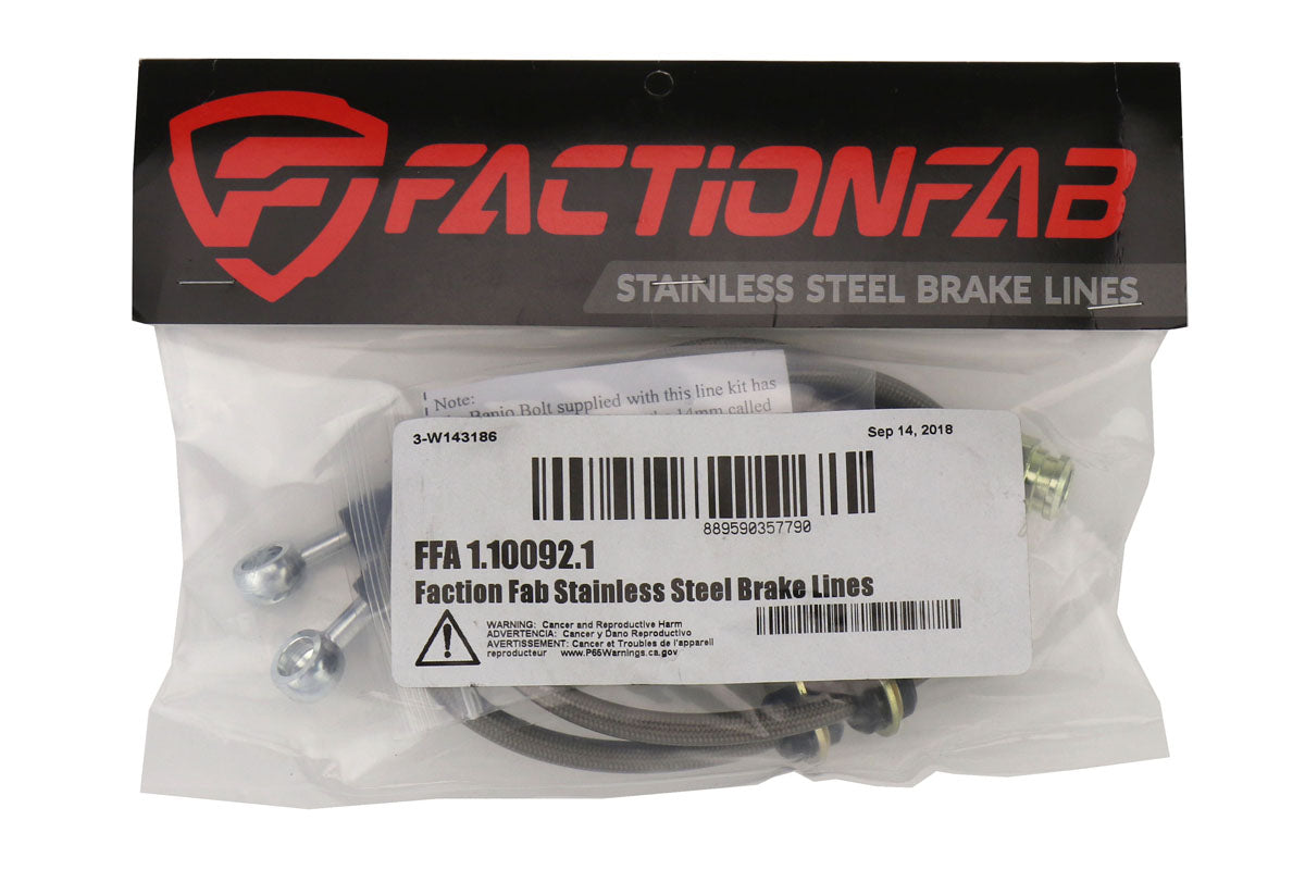 FactionFab rear stainless brake lines for 2008–2017 STI, 2013–2020 BRZ and 86