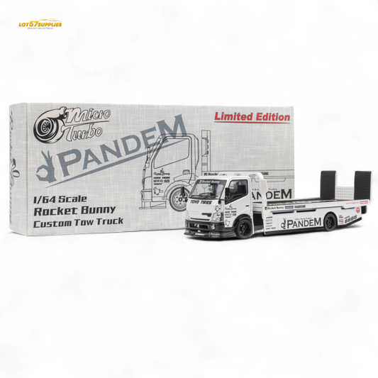 MicroTurbo Hino 300 Flat Bed Truck Pandem Rocket Bunny White 1:64 - Evergreen Kings