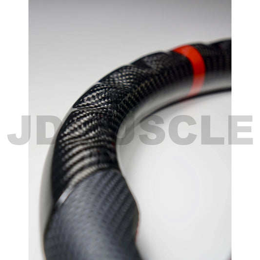 JDMuscle carbon fiber steering wheel for 2015-2021 WRX/STI, lightweight sport steering wheel with carbon fiber finish.