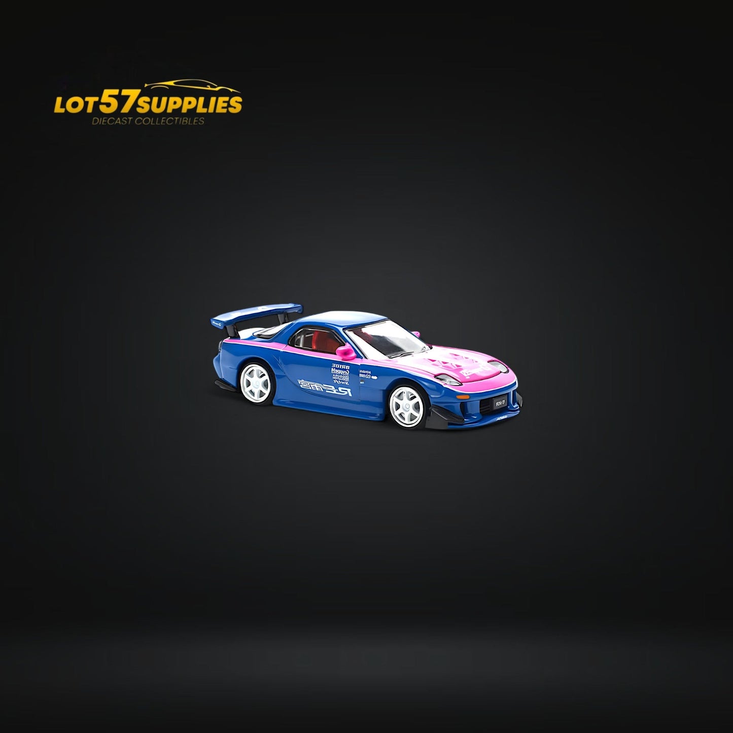 PopRace Mazda RX7 RE-AMEMIYA Blue/Pink 1:64 - Evergreen Kings