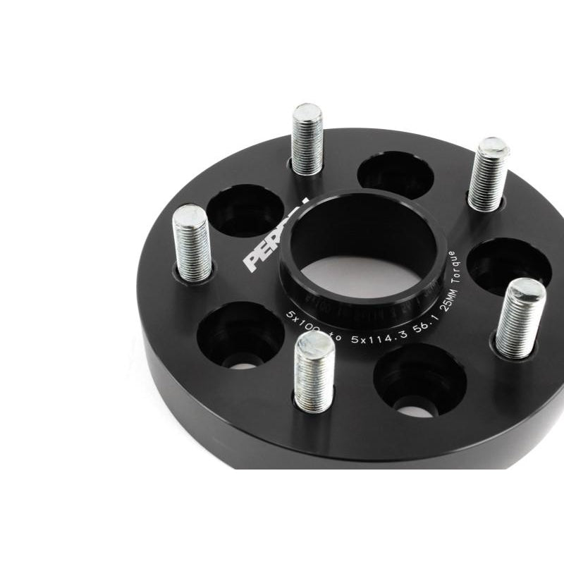 PERRIN 25mm black wheel adapters, 5x100 to 5x114.3, pair for Subaru vehicles