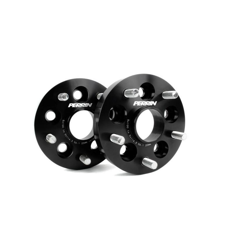 PERRIN 25mm black wheel adapters, 5x100 to 5x114.3 bolt pattern, pair by JDMuscle