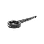 Black Perrin front tow hook kit for 2015-2017 Subaru WRX/STI, JDMuscle performance tow hooks on vehicle front bumper.