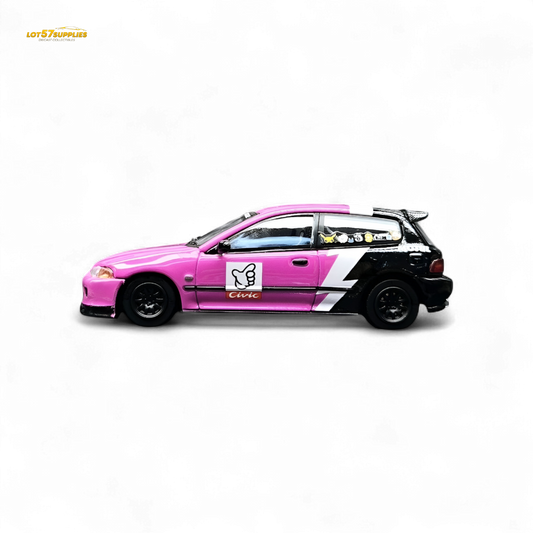 Street Weapon Honda Civic EG6 No Good Racing Pink 1:64 - Evergreen Kings