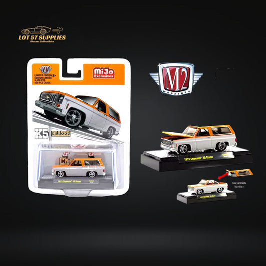 M2 Machines 1973 Chevrolet K5 Blazer Orange/White 1:64 - Evergreen Kings