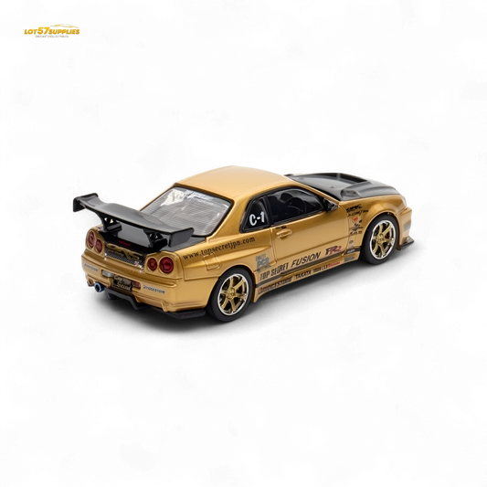 Inno64 Top Secret R34 GT-R Gold 1:64 - Evergreen Kings
