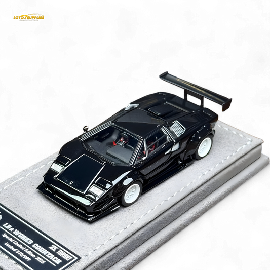 TPC Lamborghini Countach LBWK Black White Wheels 1:64 - Evergreen Kings
