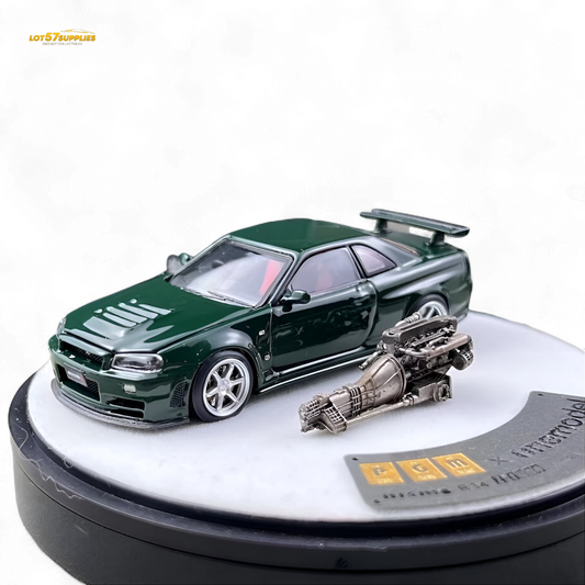 PGM Nissan GTR R34 Z-TUNE - British Green 1:64 Luxury Box 1:64 - Evergreen Kings