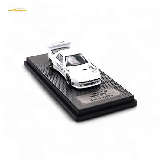 White Inno64 Mazda RX-7 FC3S Pandem Aero diecast model car, detailed 1:64 scale, showcasing aerodynamic body and distinctive Mazda design.