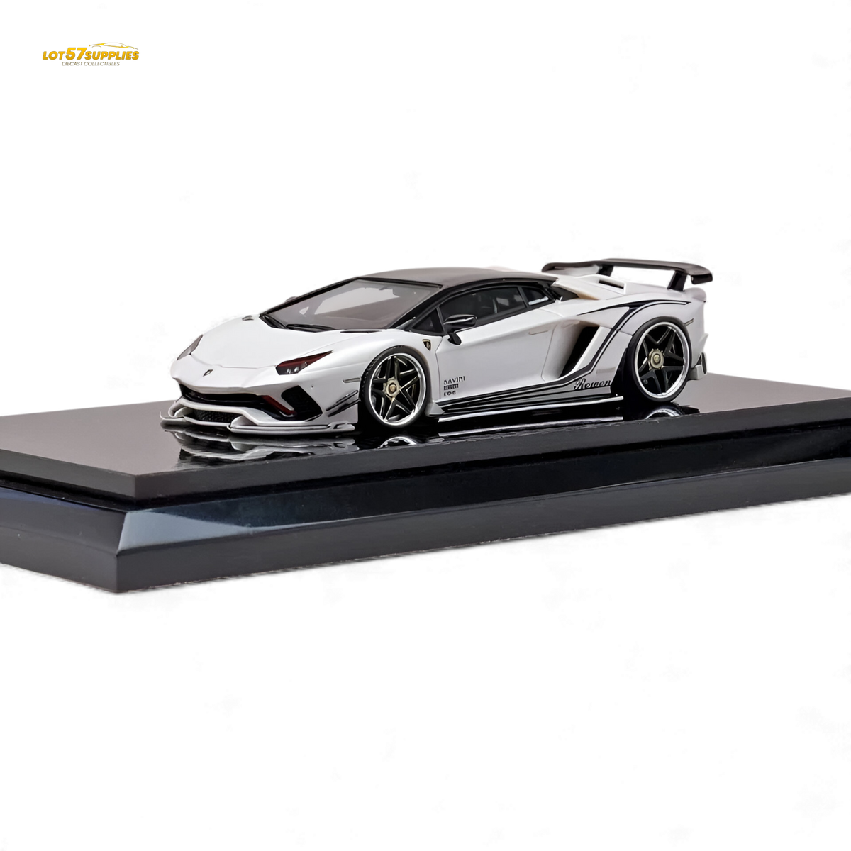 White YM Model Lamborghini Aventador S Rowen 1:64 diecast car, detailed replica in a compact size, from Lot57Supplies Diecast Shop.