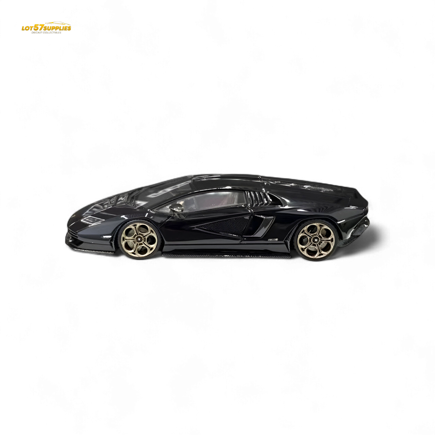 Black Lamborghini Model Countach LPI 800-4 diecast car in 1:64 scale by Lot57Supplies Diecast Shop, detailed miniature vehicle.