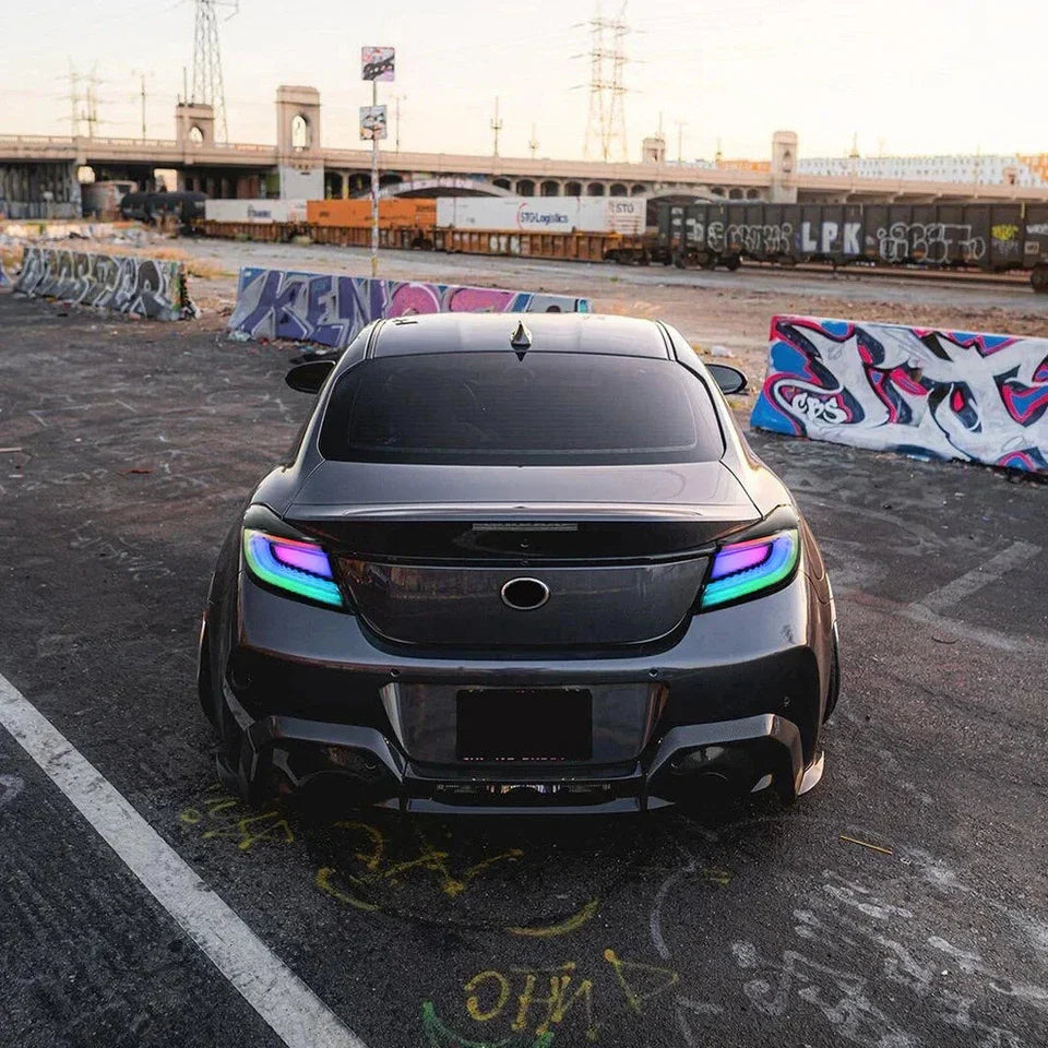 NTXGlow RGB LED tail lights for 2021–2025 Toyota GR86 and Subaru BRZ, illuminated rear view