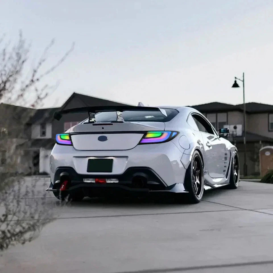 NTXGlow RGB LED tail lights for 2021–2025 Toyota GR86 and Subaru BRZ, illuminated rear view
