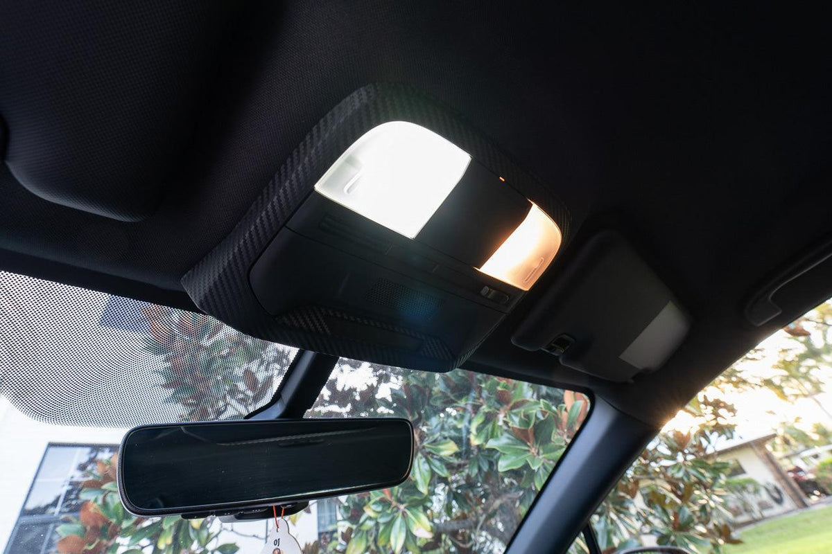 SFB Interior Dome and Map LED bulbs for 2015-2021 WRX/STI and 2022 WRX, shown installed inside vehicle interior lighting.