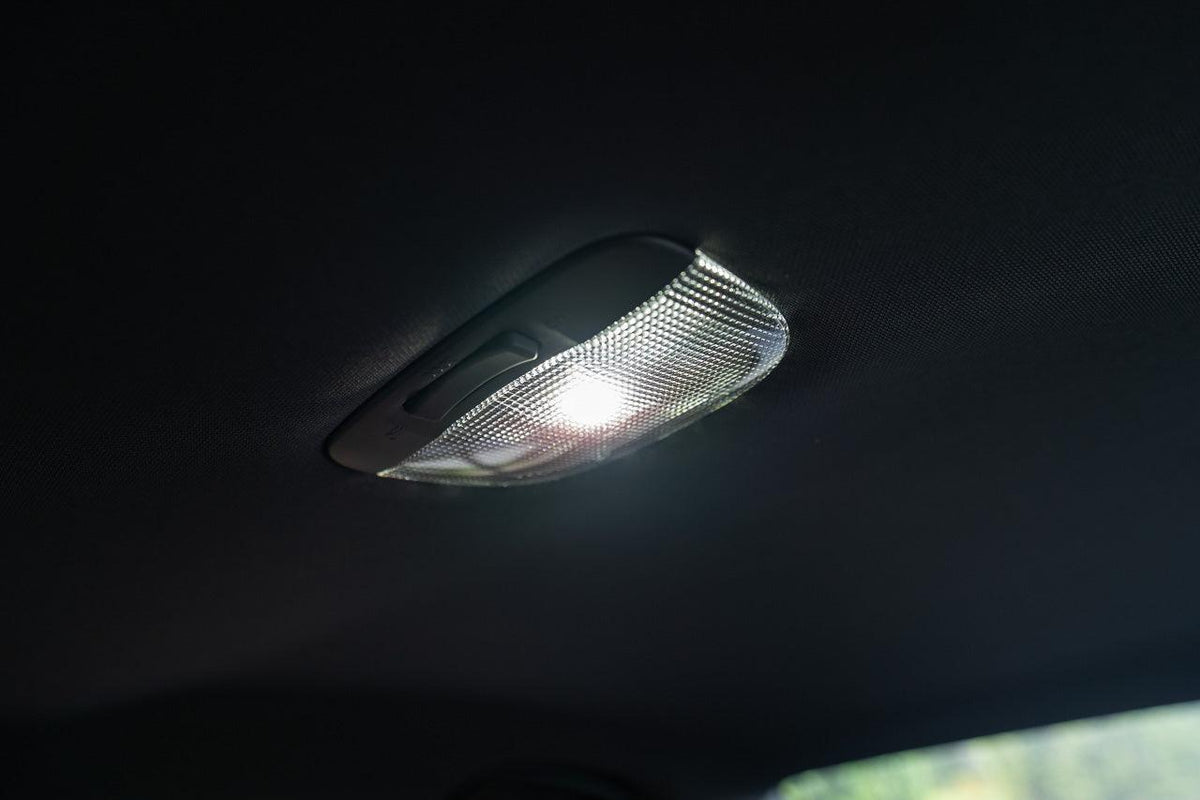 StickerFab SFB Interior Dome and Map LED Bulbs for 15-21 WRX/STI and 22 WRX, interior lighting components installed in vehicle.