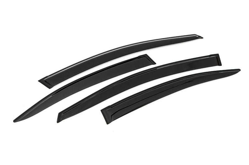 OLM Rain Guards for 2022+ Subaru WRX, exterior car accessories, side window deflectors in black finish.