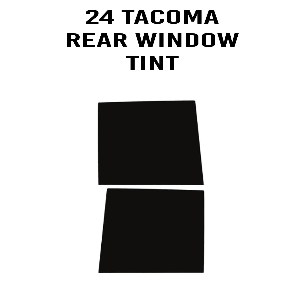 Rear view of a DIY vinyl window tint kit installed on a 2024+ Toyota Tacoma Double Cab exterior.