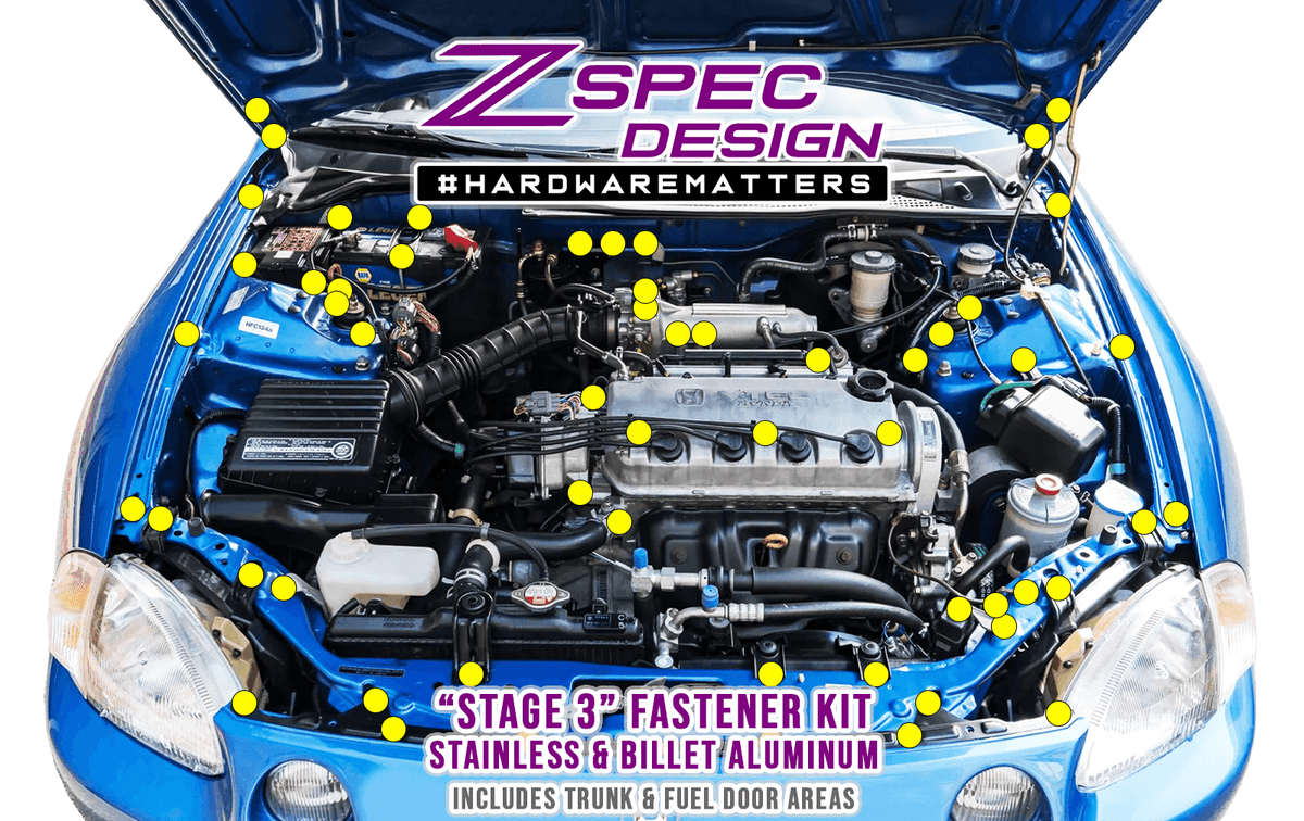 ZSPEC Stage-3 Engine Bay Fastener Kit | 1993–1997 Civic / Del Sol 1.6L
