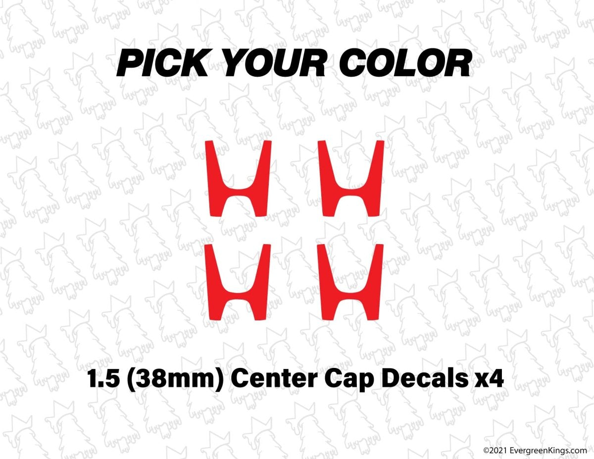 1.5 Inch 38mm H Center Cap Wheel Decals for Civic Type R Ek9 - Evergreen Kings - Vehicle Decals