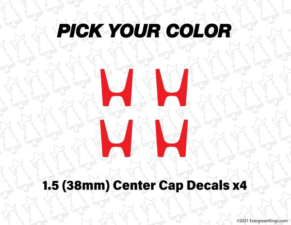 1.5 Inch 38mm H Center Cap Wheel Decals for Civic Type R Ek9 - Evergreen Kings - Vehicle Decals