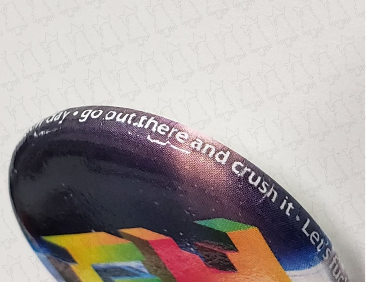 Limited edition GM Good Morning pinback button by Evergreen Kings featuring a colorful morning-themed design.