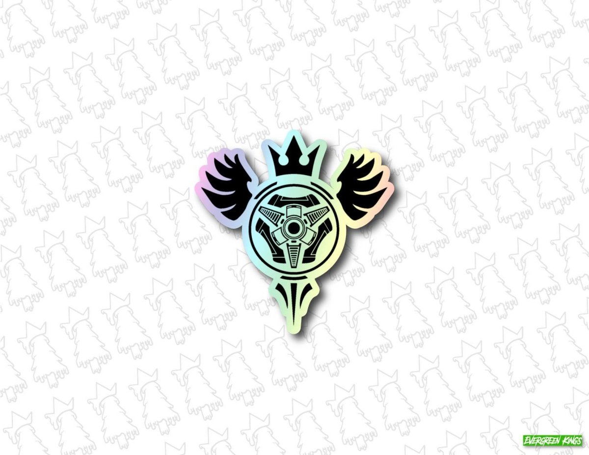 Holographic Aerial Goal RL sticker by Evergreen Kings, limited edition sticker with vibrant, reflective design featuring aerial soccer goal.