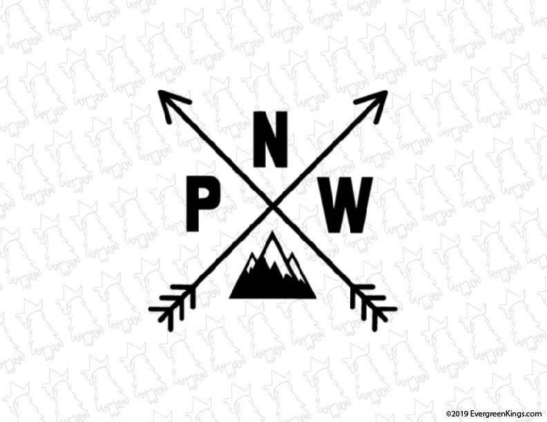 PNW Pacific Northwest Arrow Compass Decal - Evergreen Kings - Decals