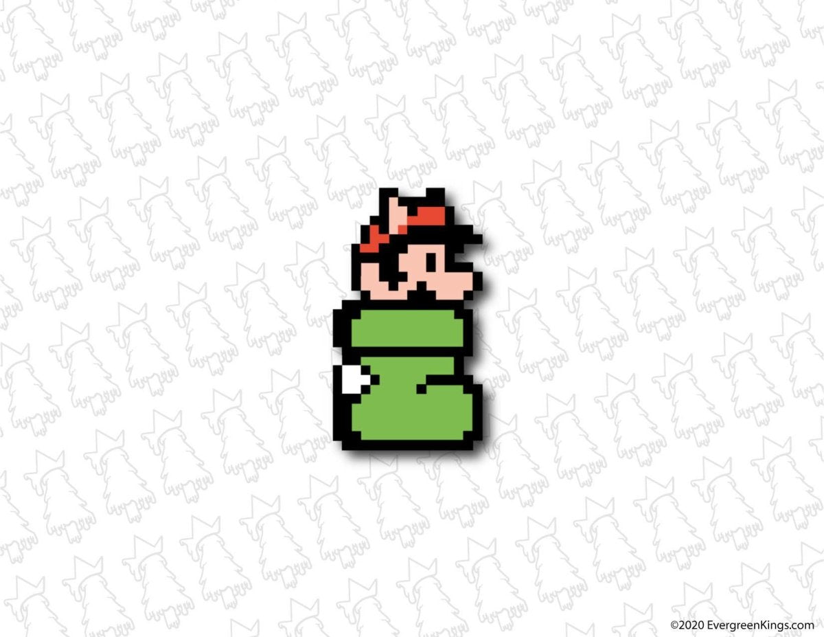 Mario shoe sticker from Evergreen Kings featuring a colorful, cartoon-style Mario shoe decal for electronics and accessories.