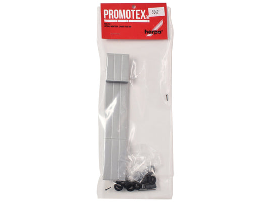 3-Axle Double-Drop Flatbed Trailer Silver Top 1/87 (HO) Plastic Model by Promotex